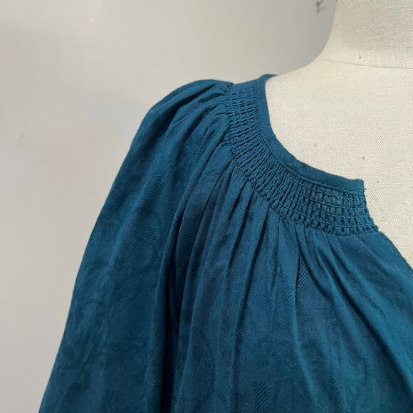 Universal Thread Cotton Tiered Puff Sleeve Mini Dress Blue Teal Boho Small - Picture 3 of 8